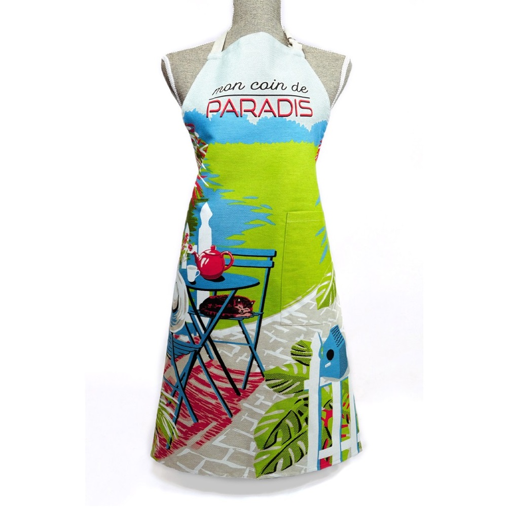 Tablier en coton 90 x 70 cm mon coin de paradis - moldeo