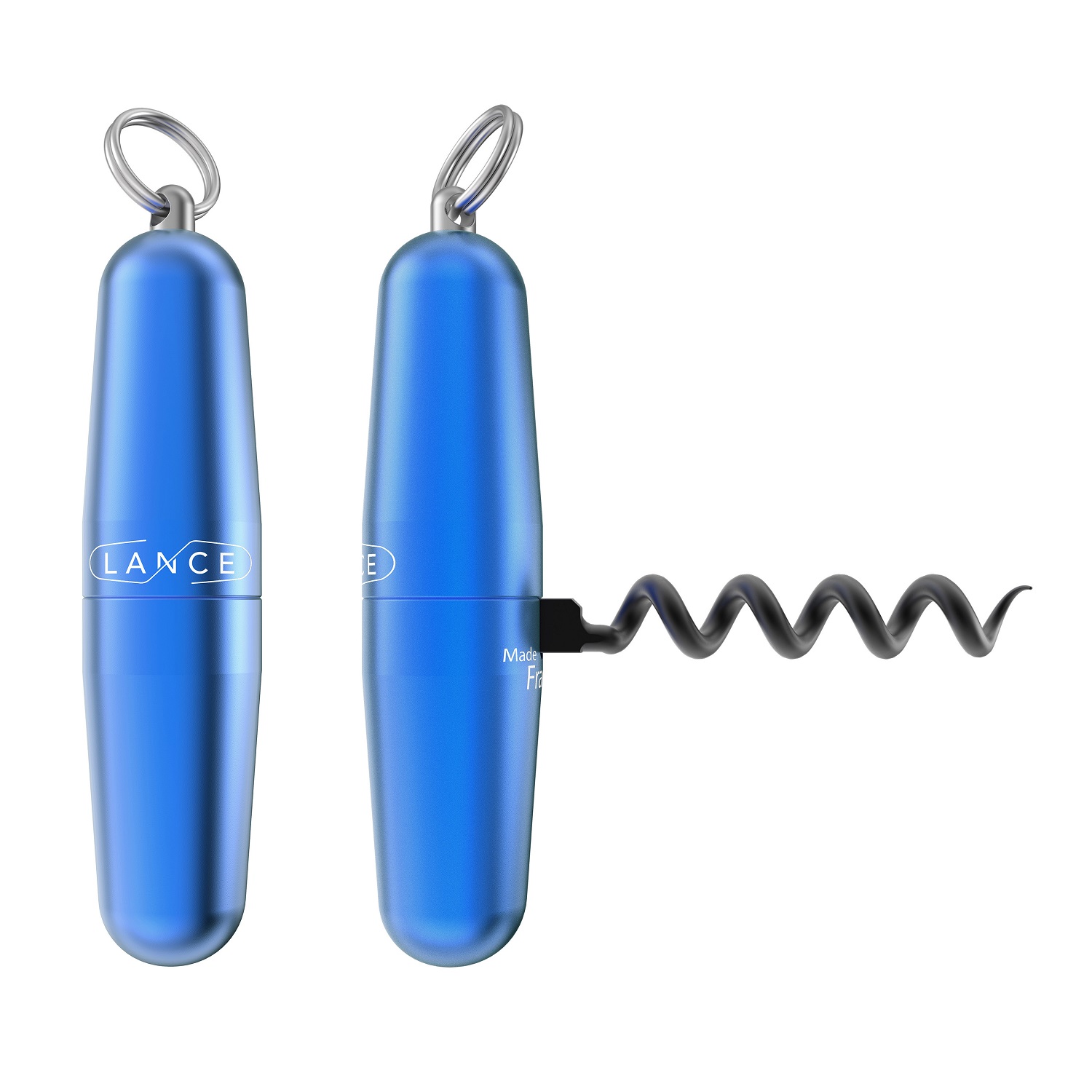 Tire-bouchon compact design bleu avec anneau - lance