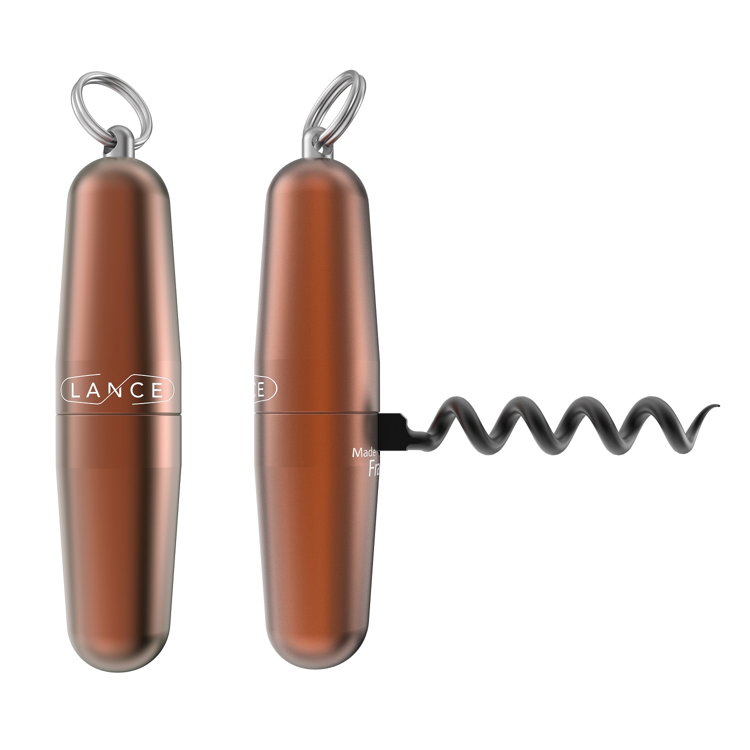 Tire-bouchon compact design chocolat avec anneau - lance