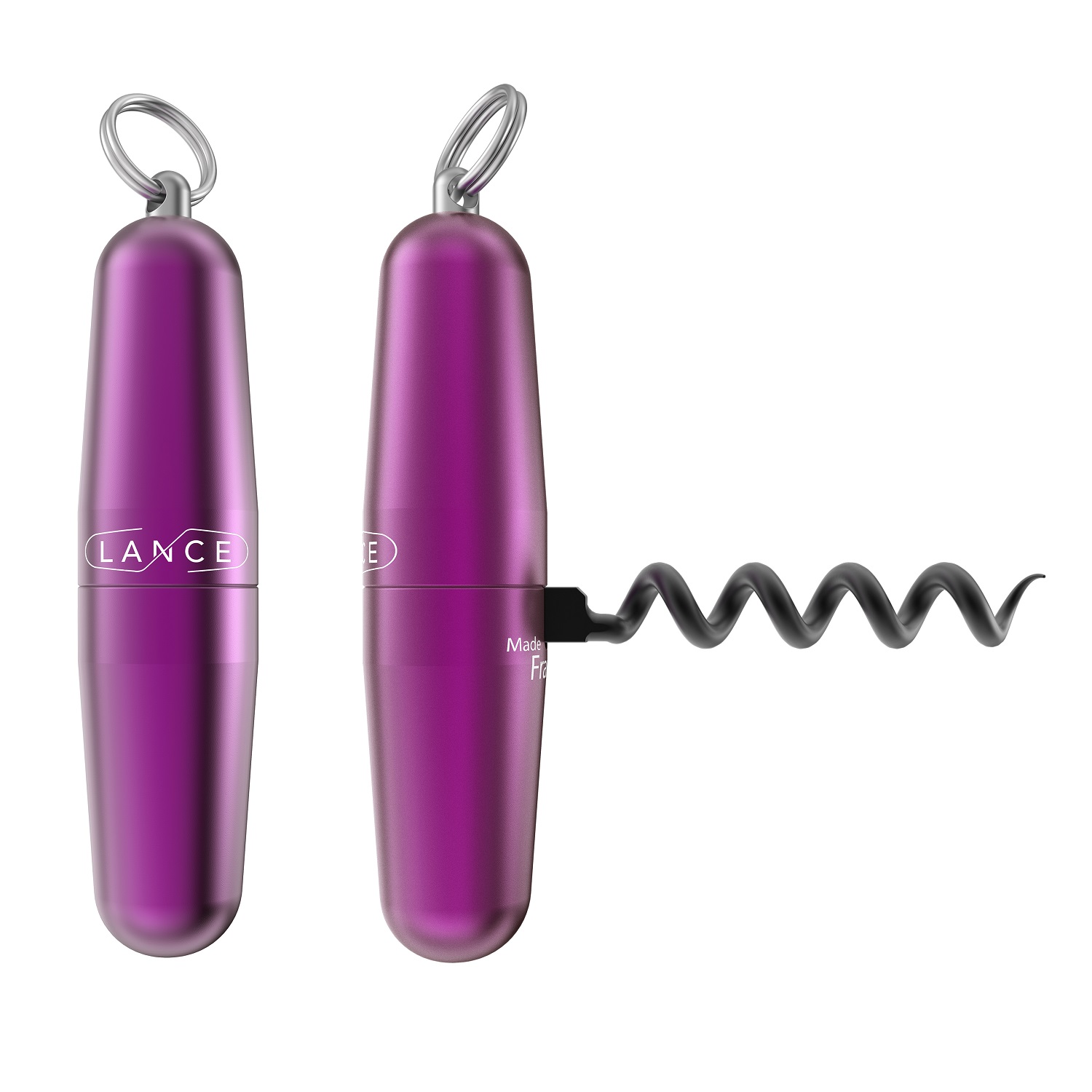 Tire-bouchon compact design fuchsia et violet avec anneau - lance
