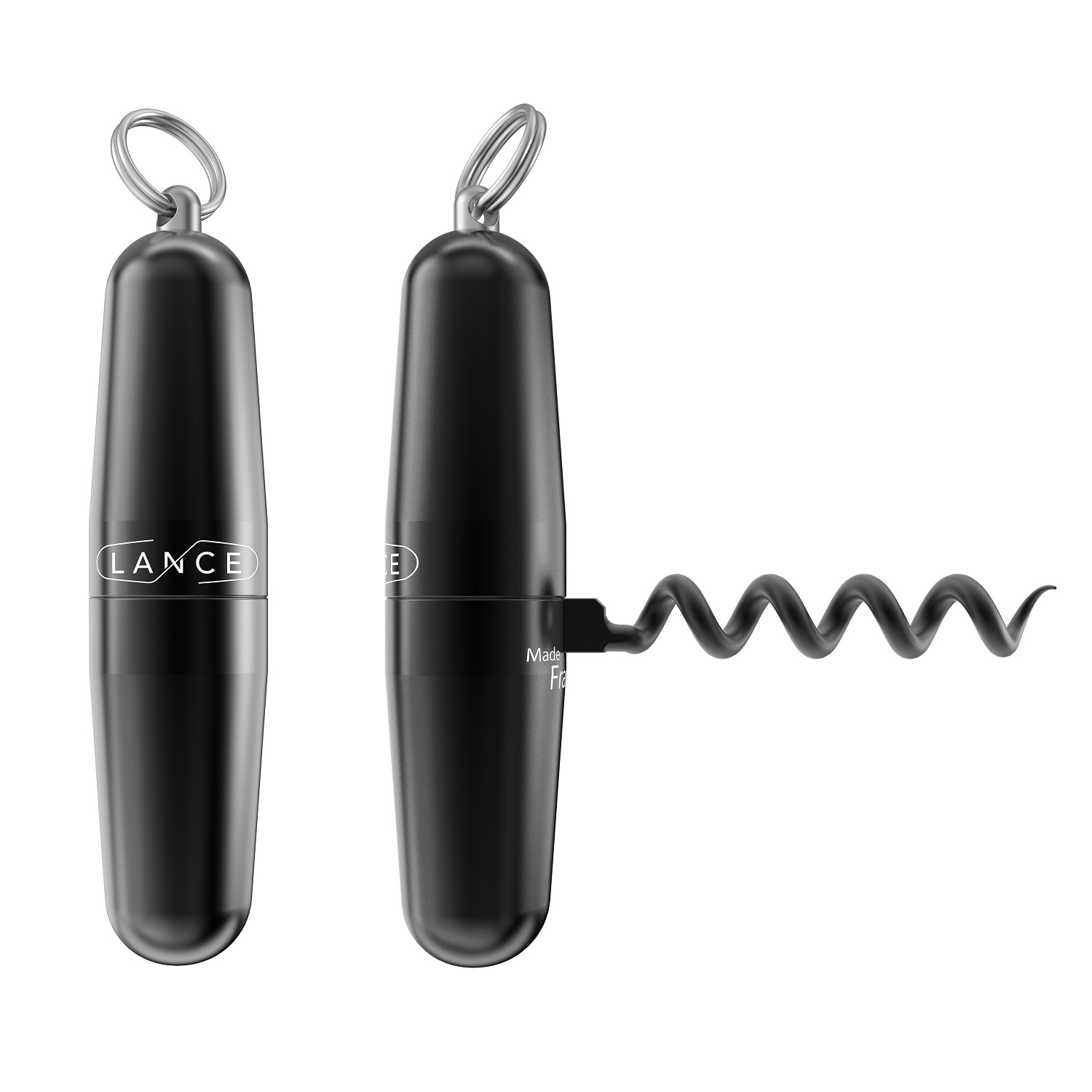 Tire-bouchon compact design noir avec anneau - lance