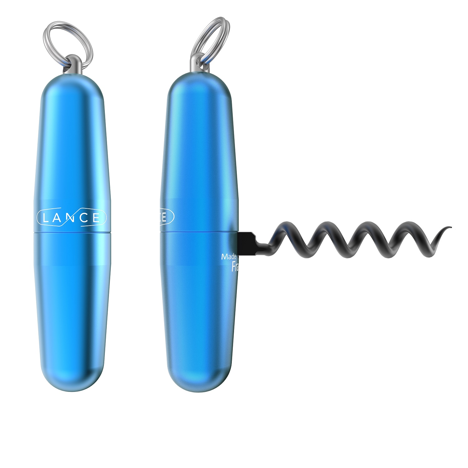 Tire-bouchon compact design turquoise avec anneau - lance