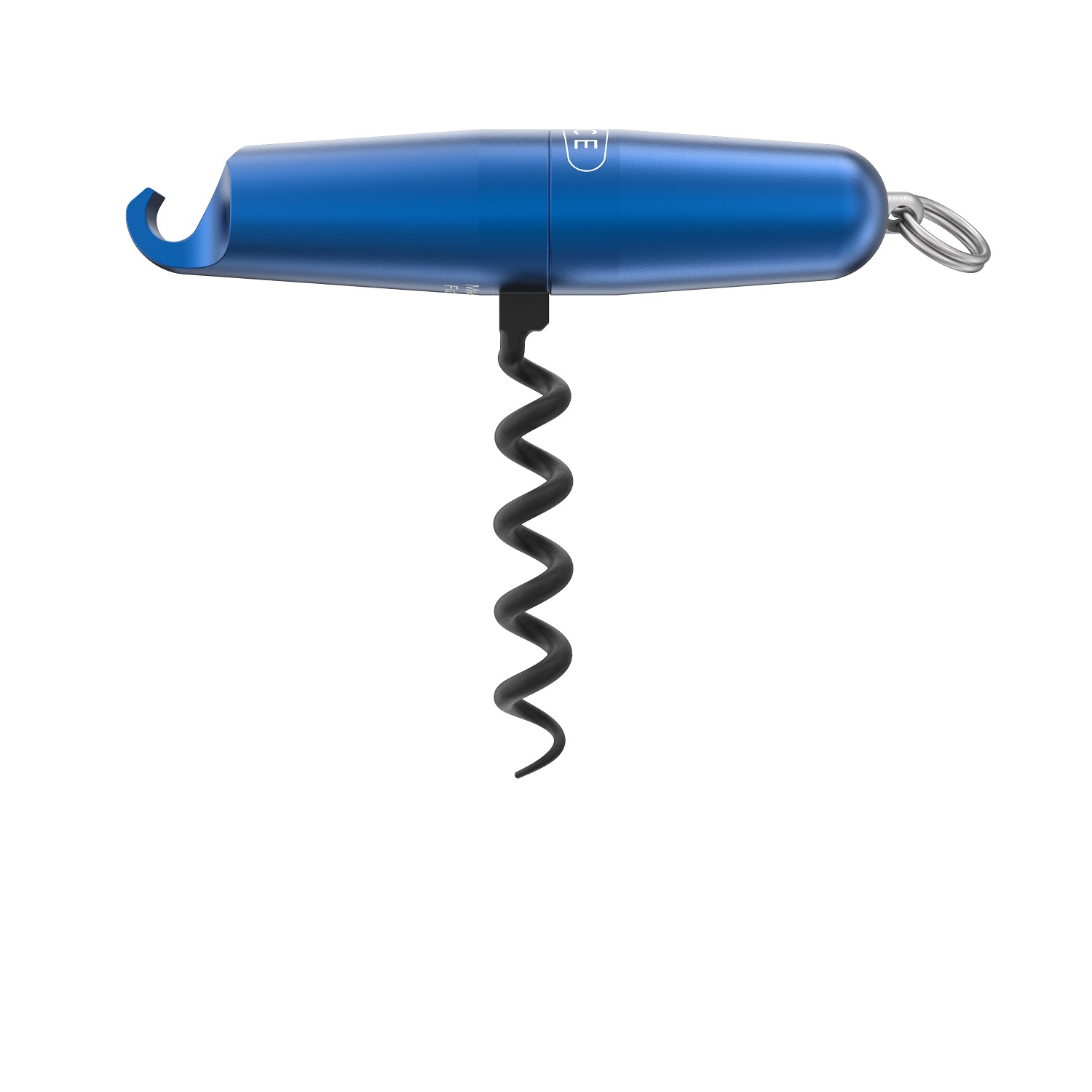 Tire-bouchon décapsuleur design compact bleu + anneau - lance