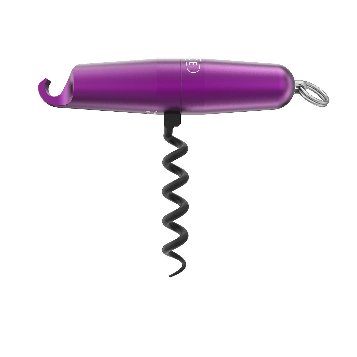 Tire-bouchon décapsuleur design compact fuchsia violet + anneau - lance