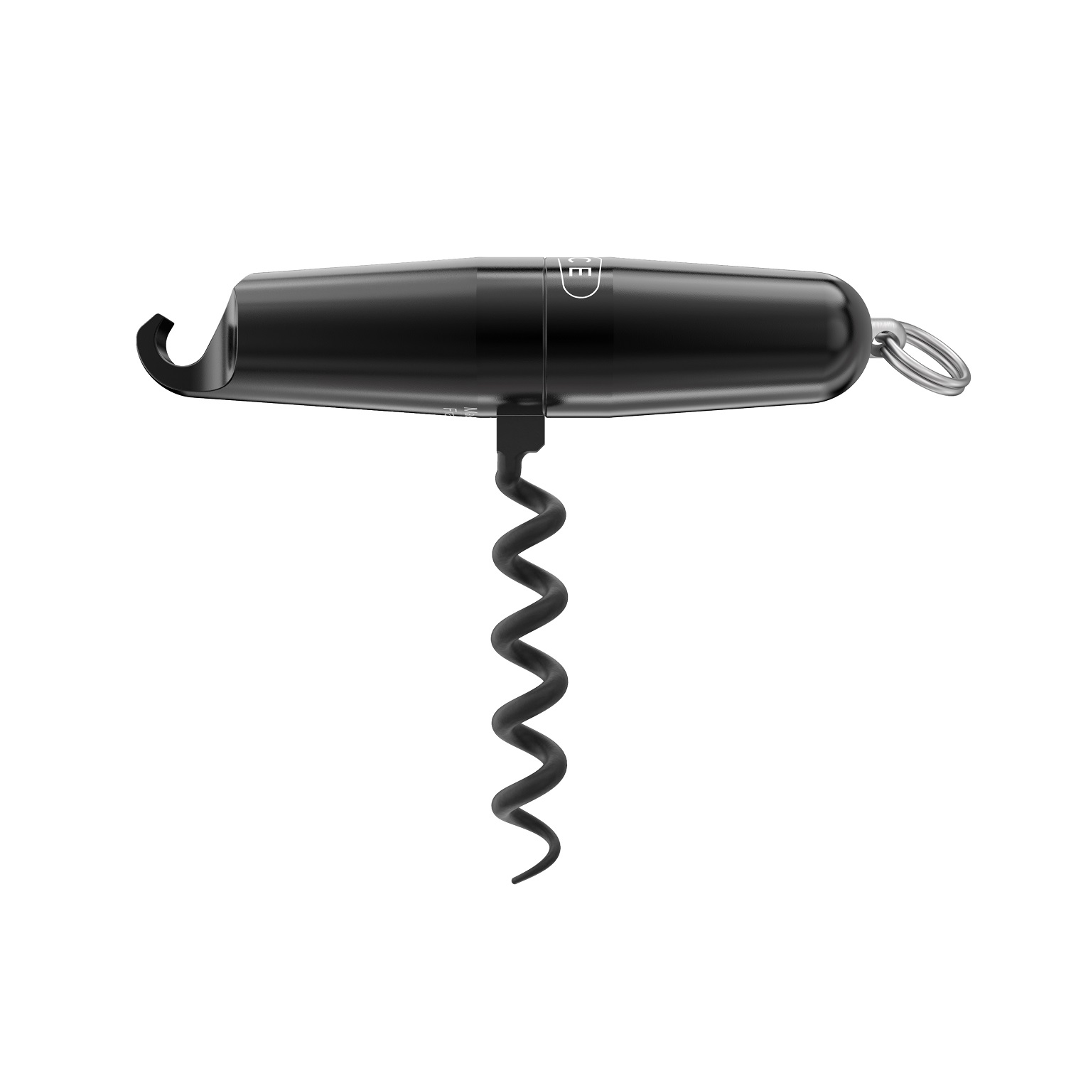 Tire-bouchon décapsuleur design compact noir + anneau - lance