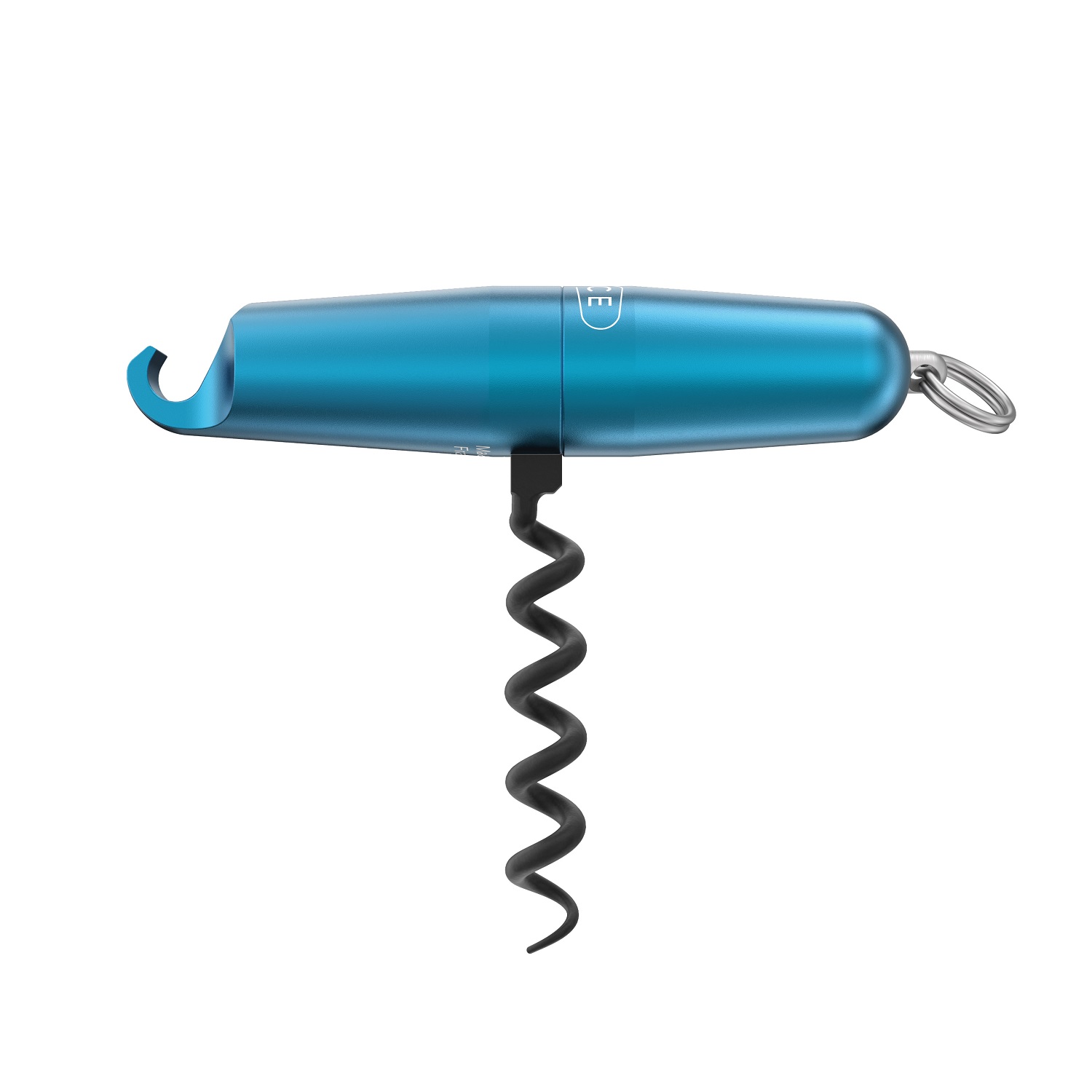 Tire-bouchon décapsuleur design compact turquoise + anneau - lance