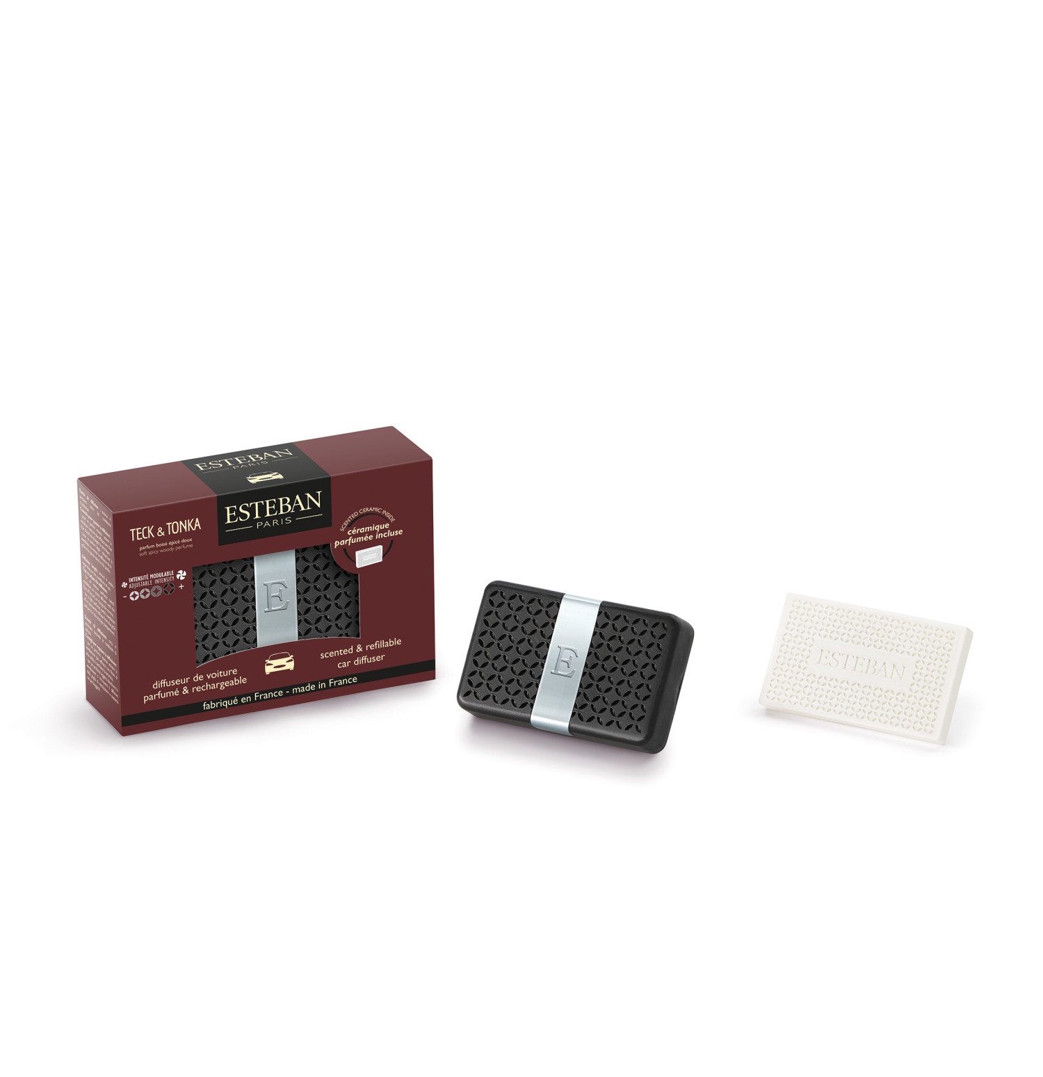 Diffuseur de voiture teck et tonka rechargeable - esteban