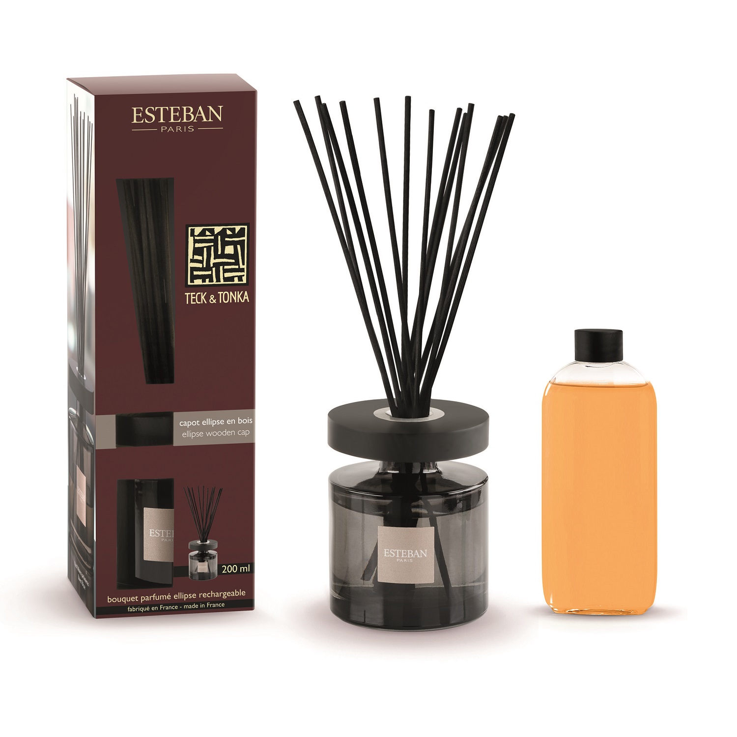 Teck et tonka, bouquet parfumé ellipse 200ml - esteban