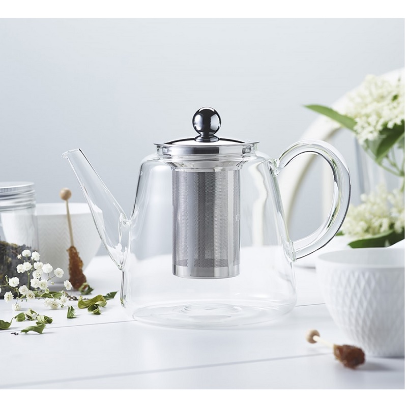 Theiere jasmin en verre boroscilicate et filtre en inox 1,2 l - cristel