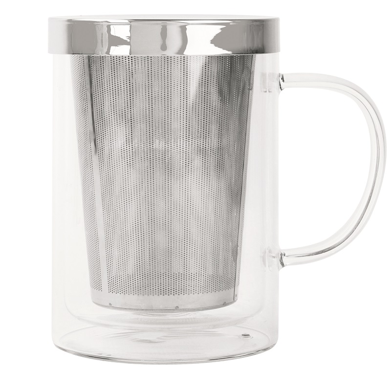 Tisanière verbena - mug en verre double paroi avec filtre dévissable 0,4l - cristel