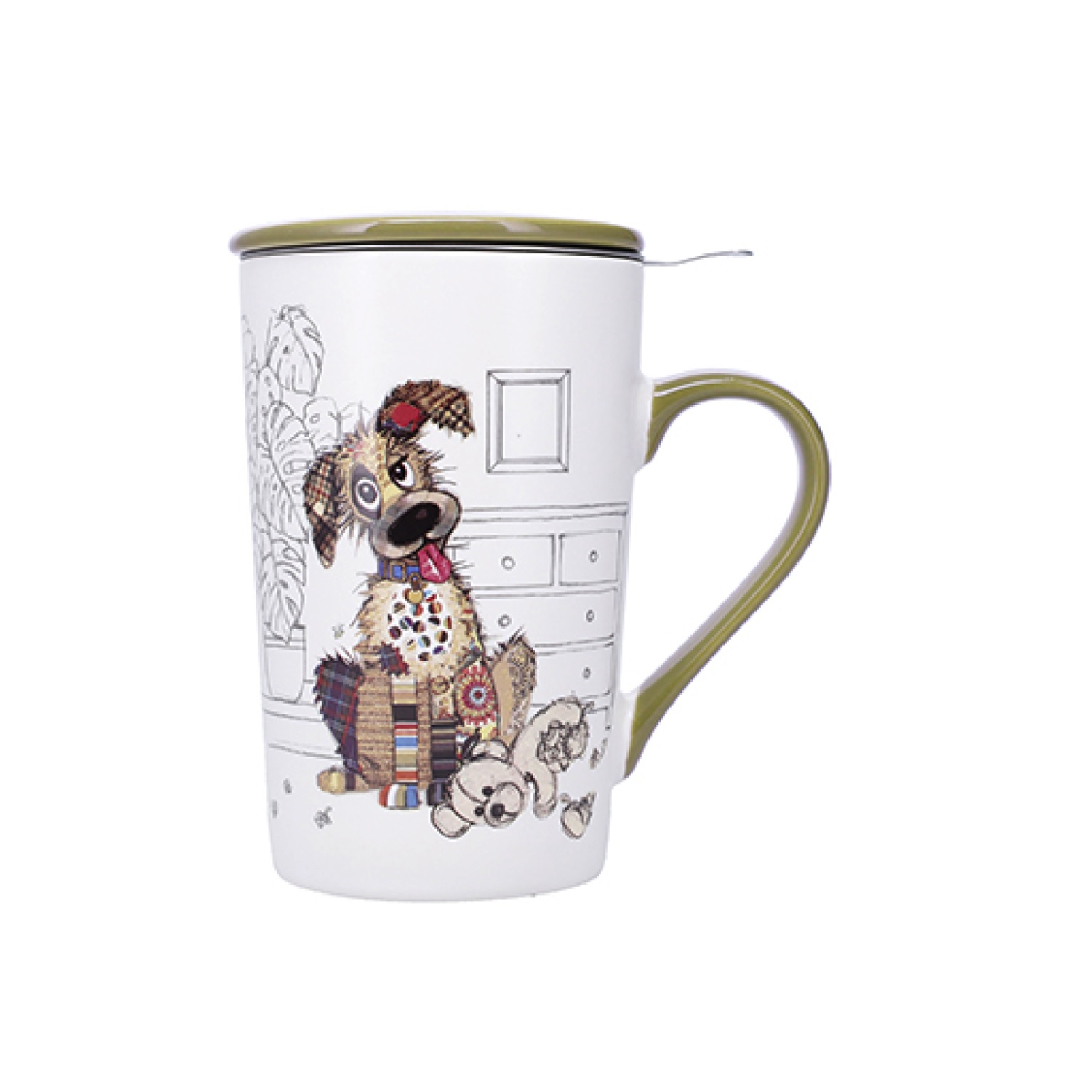 Tisanière en porcelaine avec infuseur 420ml en boite cadeau kook chien - kiub