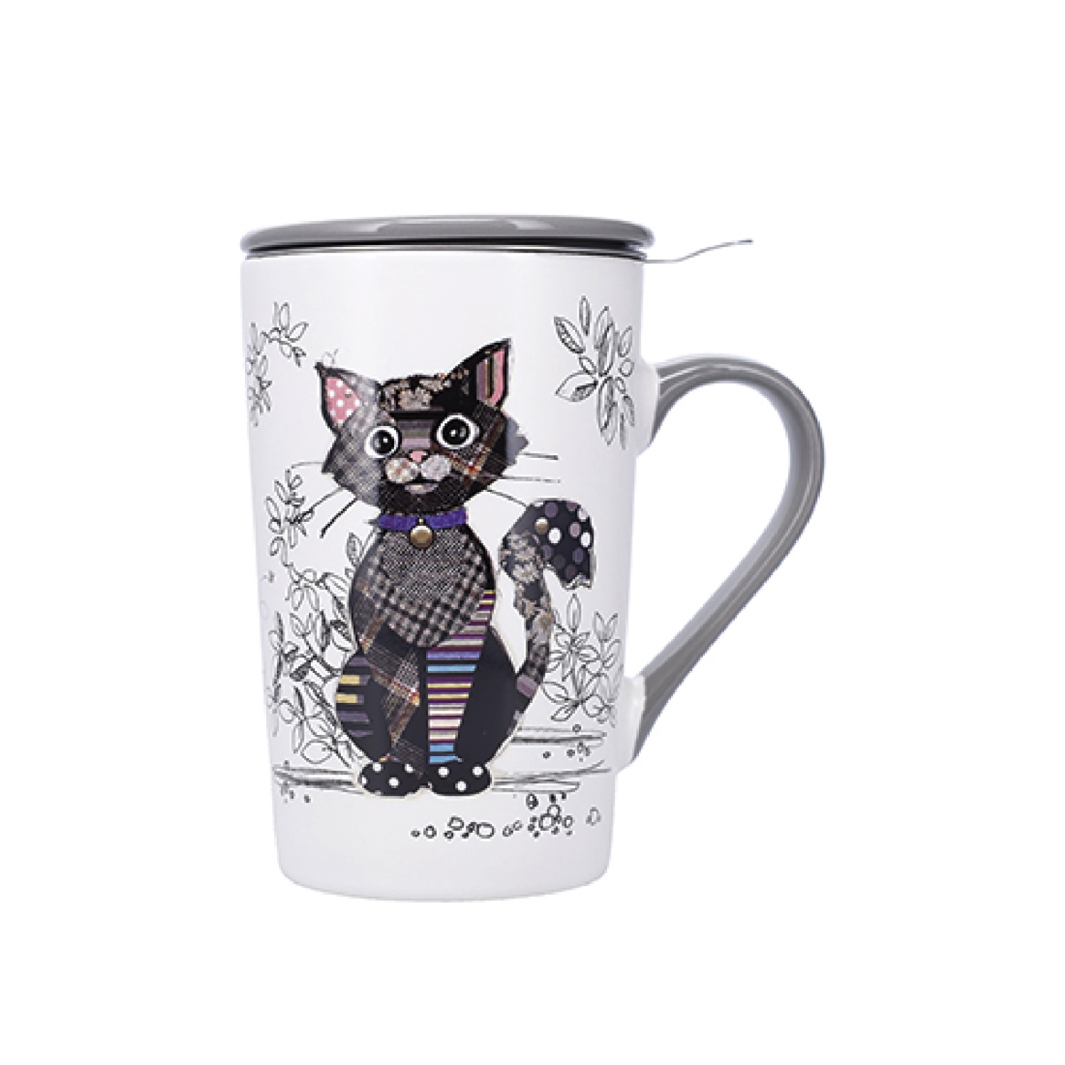 Tisanière en porcelaine avec infuseur 420ml en boite cadeau kook chat noir - kiub