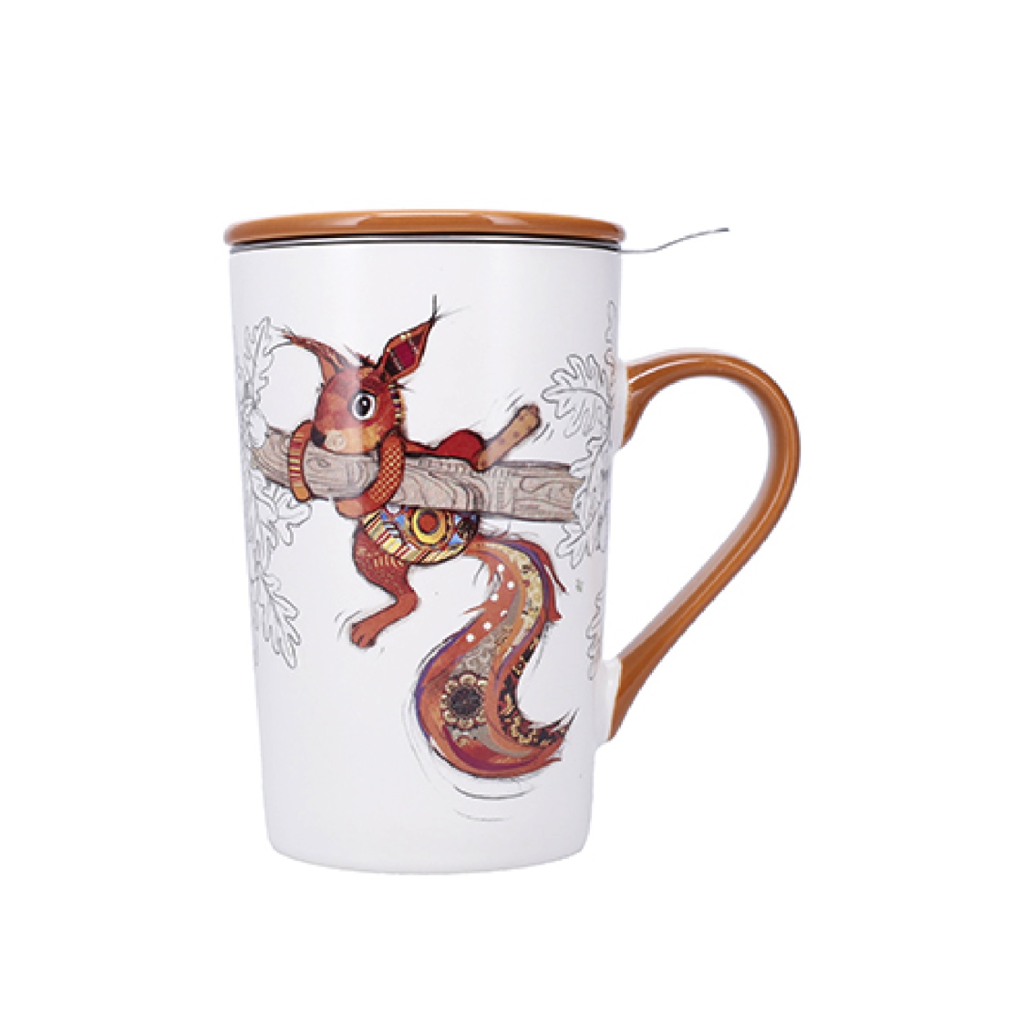 Tisanière en porcelaine avec infuseur 420ml en boite cadeau kook ecureuil - kiub