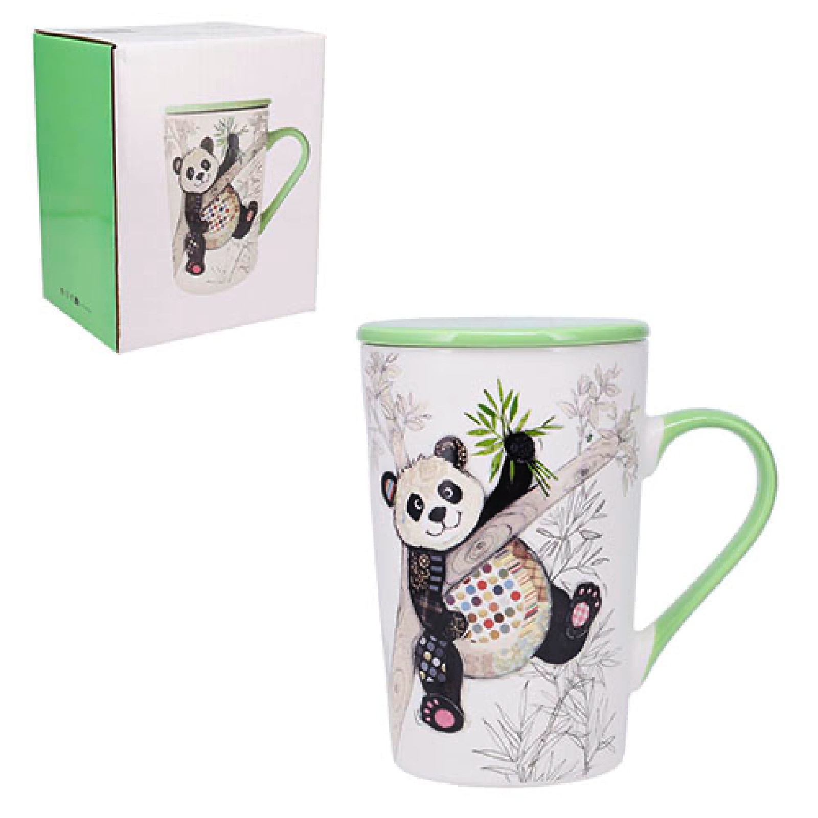 Tisanière en porcelaine avec infuseur 420ml en boite cadeau kook panda - kiub