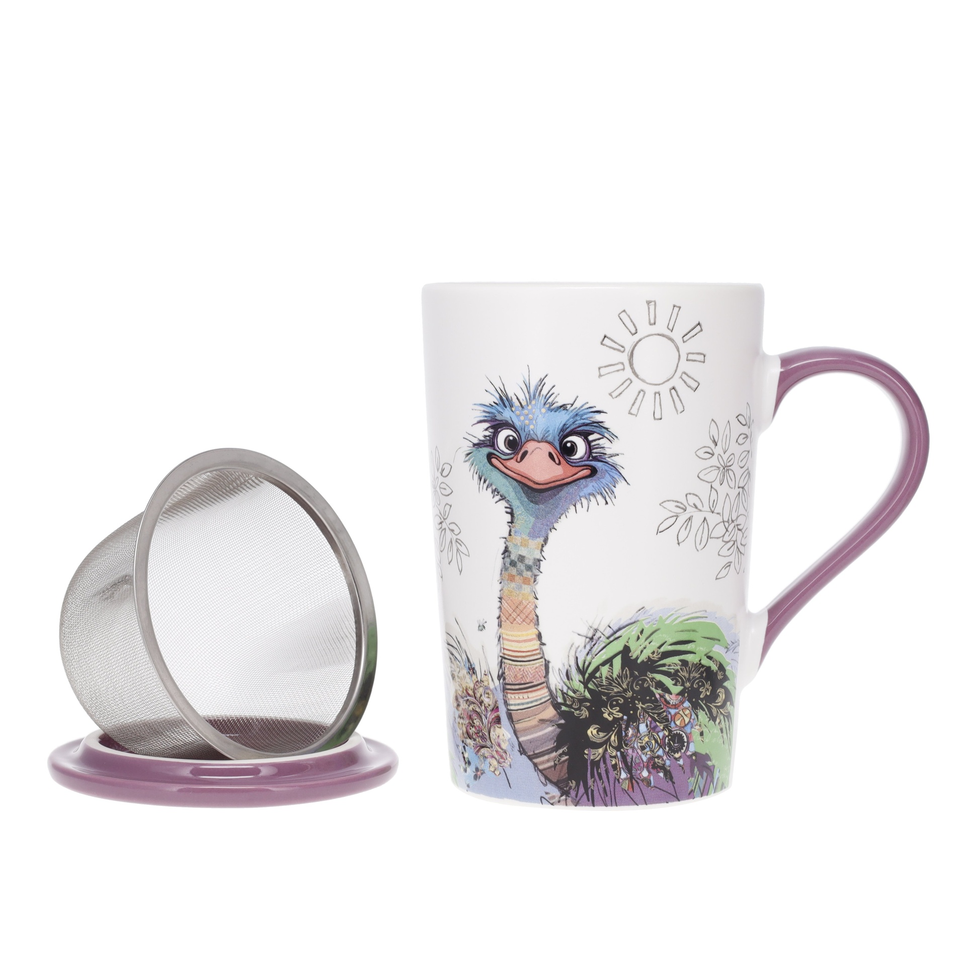 Tisanière en porcelaine avec infuseur 435ml en boite cadeau kook autruche - kiub