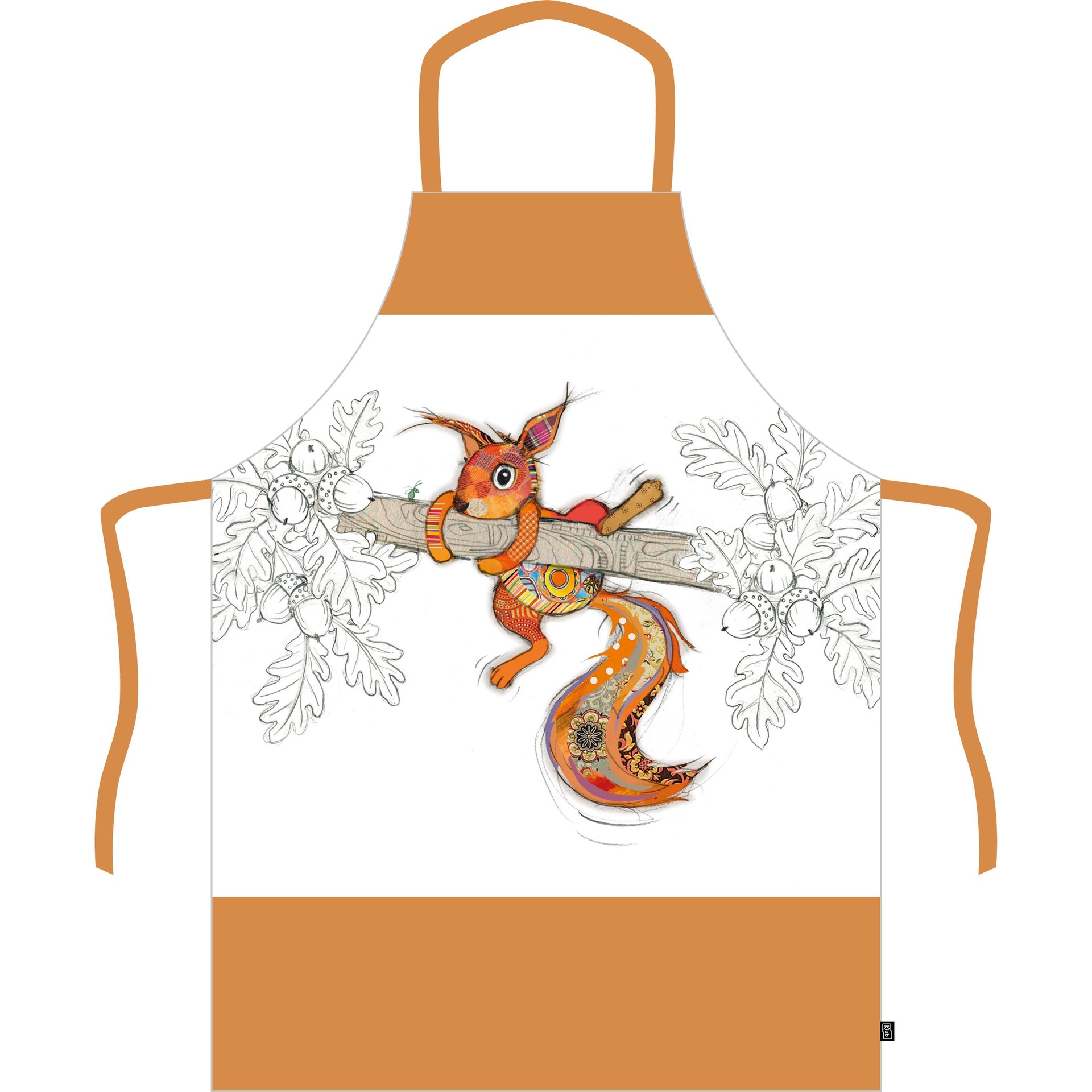 Tablier en coton 94 x 70 cm kook ecureuil - kiub