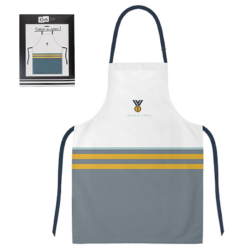 Tablier de cuisine reglable en boite cadeau pour lui champion de la famille - kiub