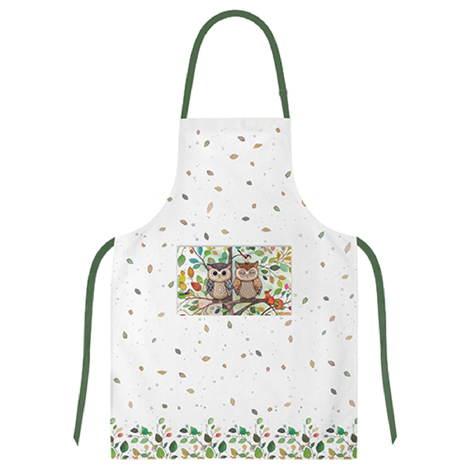 Tablier en coton 94x 70 cm portofilio couples chouettes - kiub