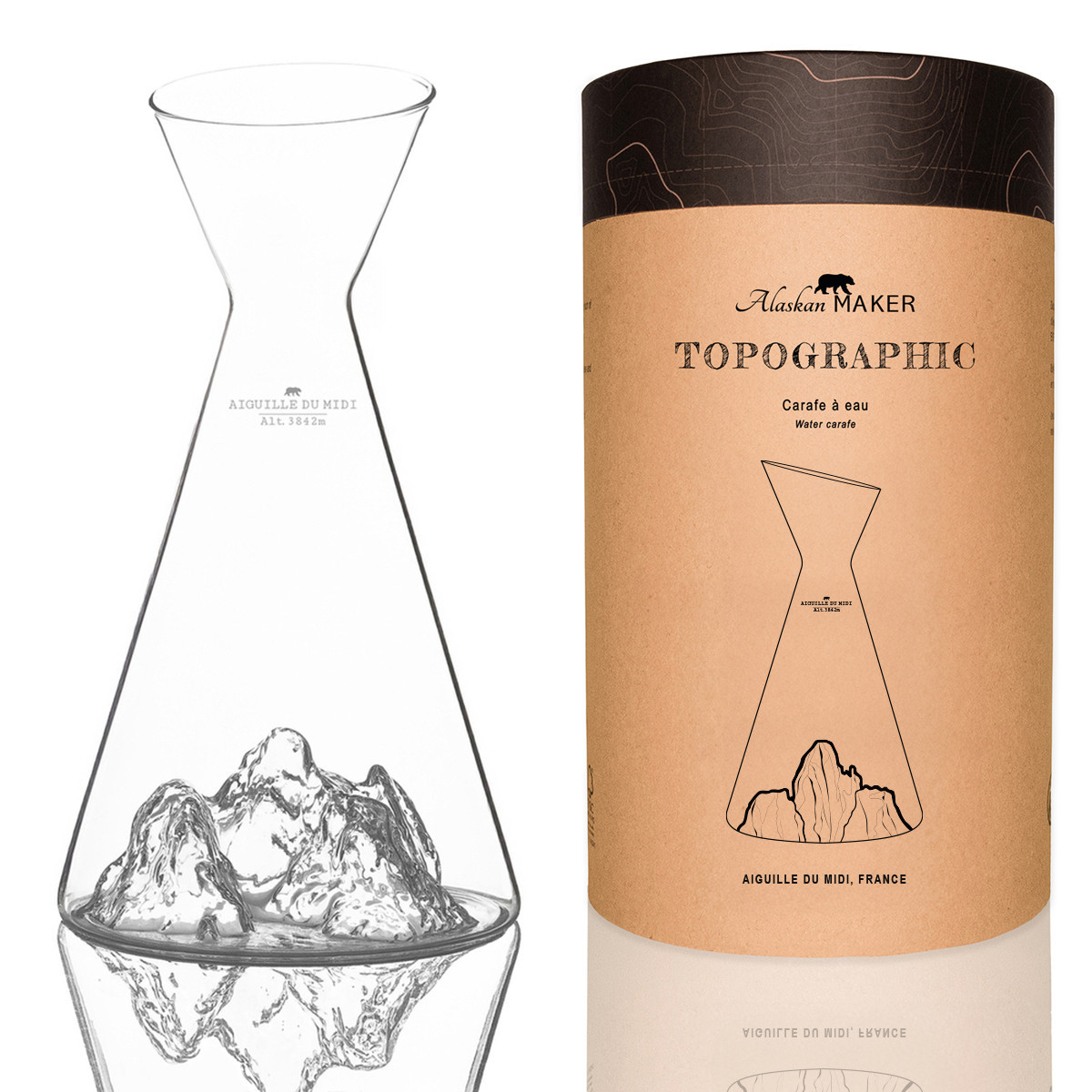 Carafe à eau aiguille du midi topographic - alaskan maker