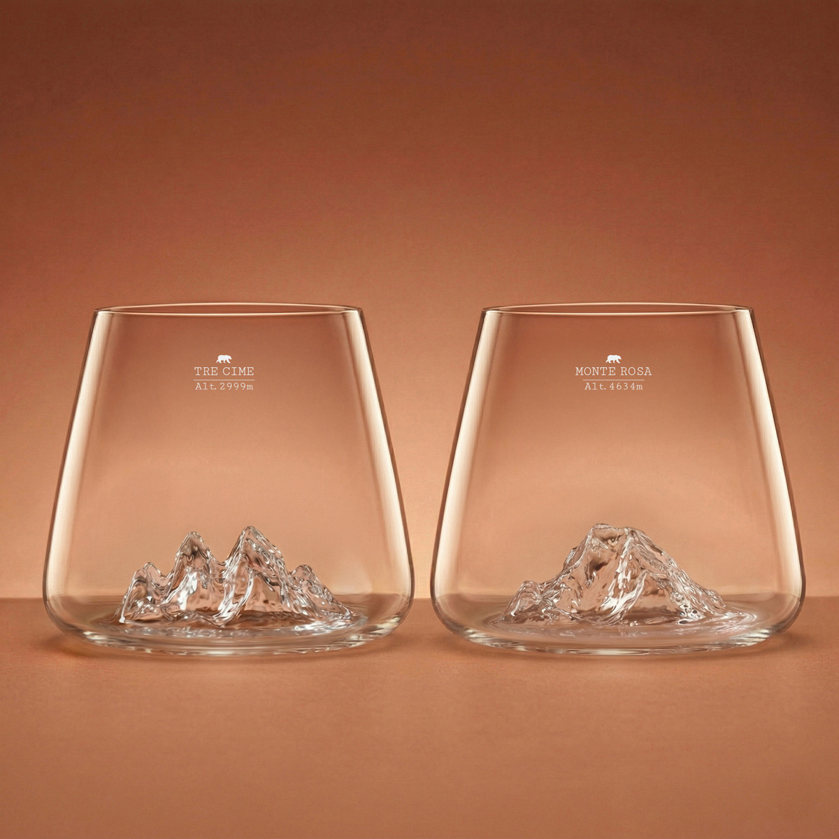 Set de 2 verres tre cime di lavaredo et mont rosa topographic - alaskan maker