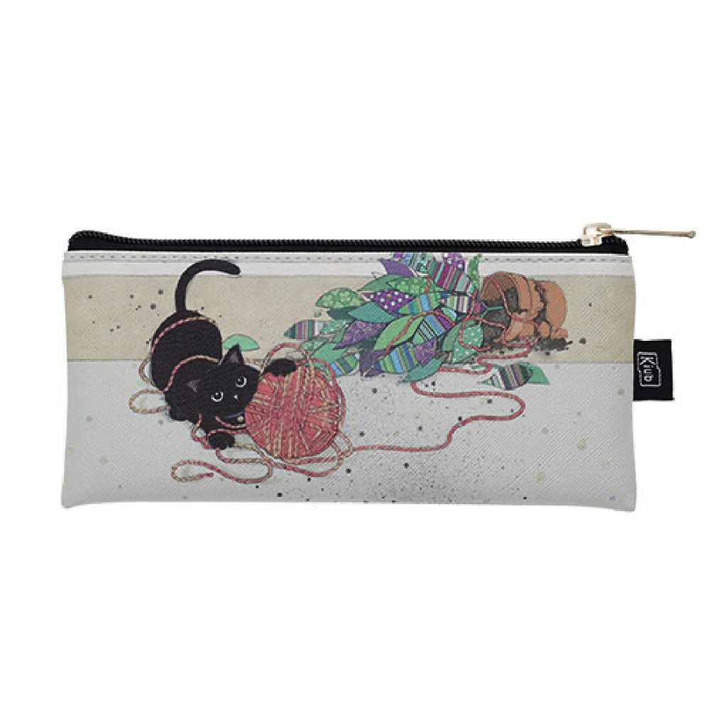 Trousse de maquillage femme plate bug art chaton pelote - kiub
