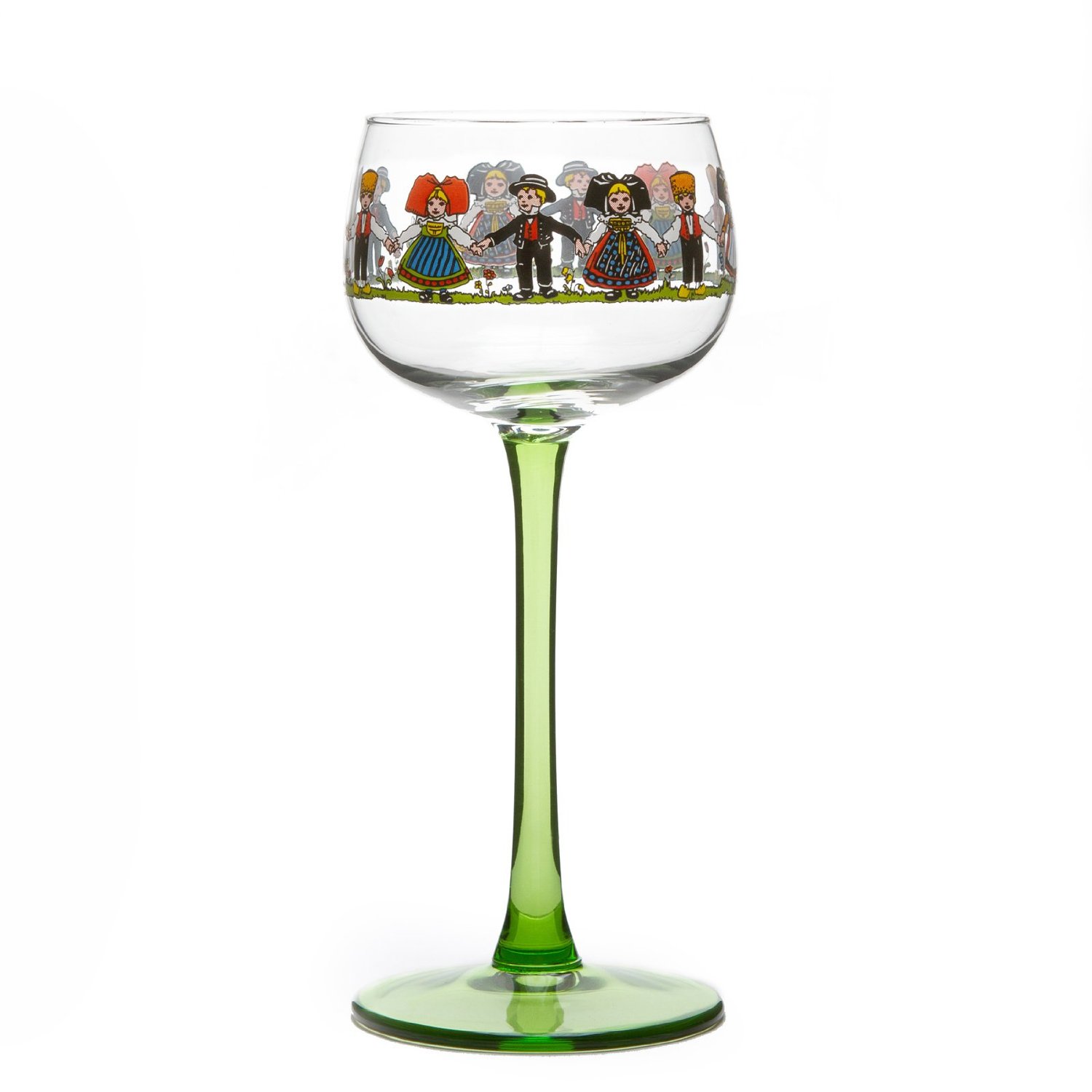 Lot de 6 verres a vin d'alsace decor hansi - boeckling