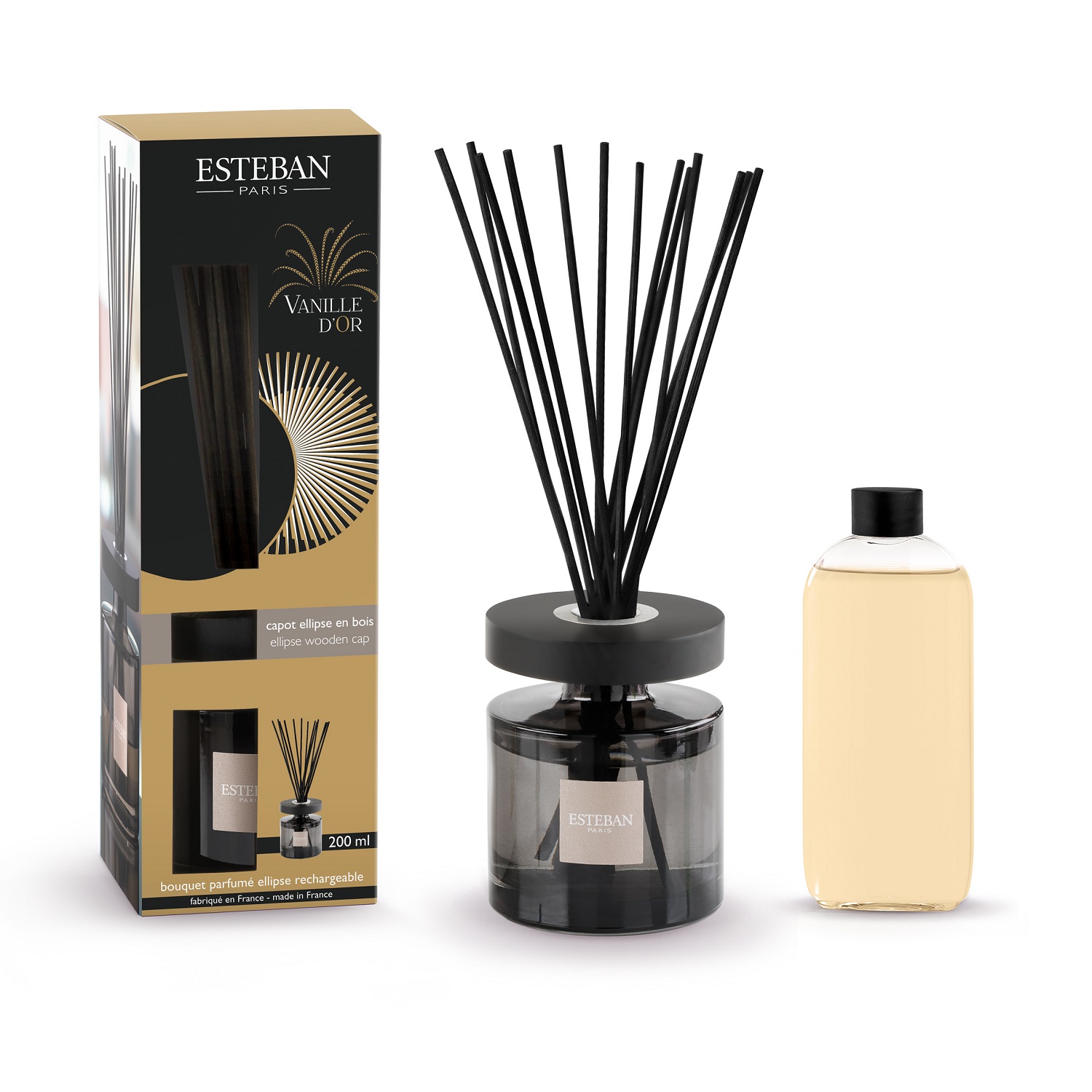Vanille d'or, bouquet parfumé ellipse 200ml - esteban