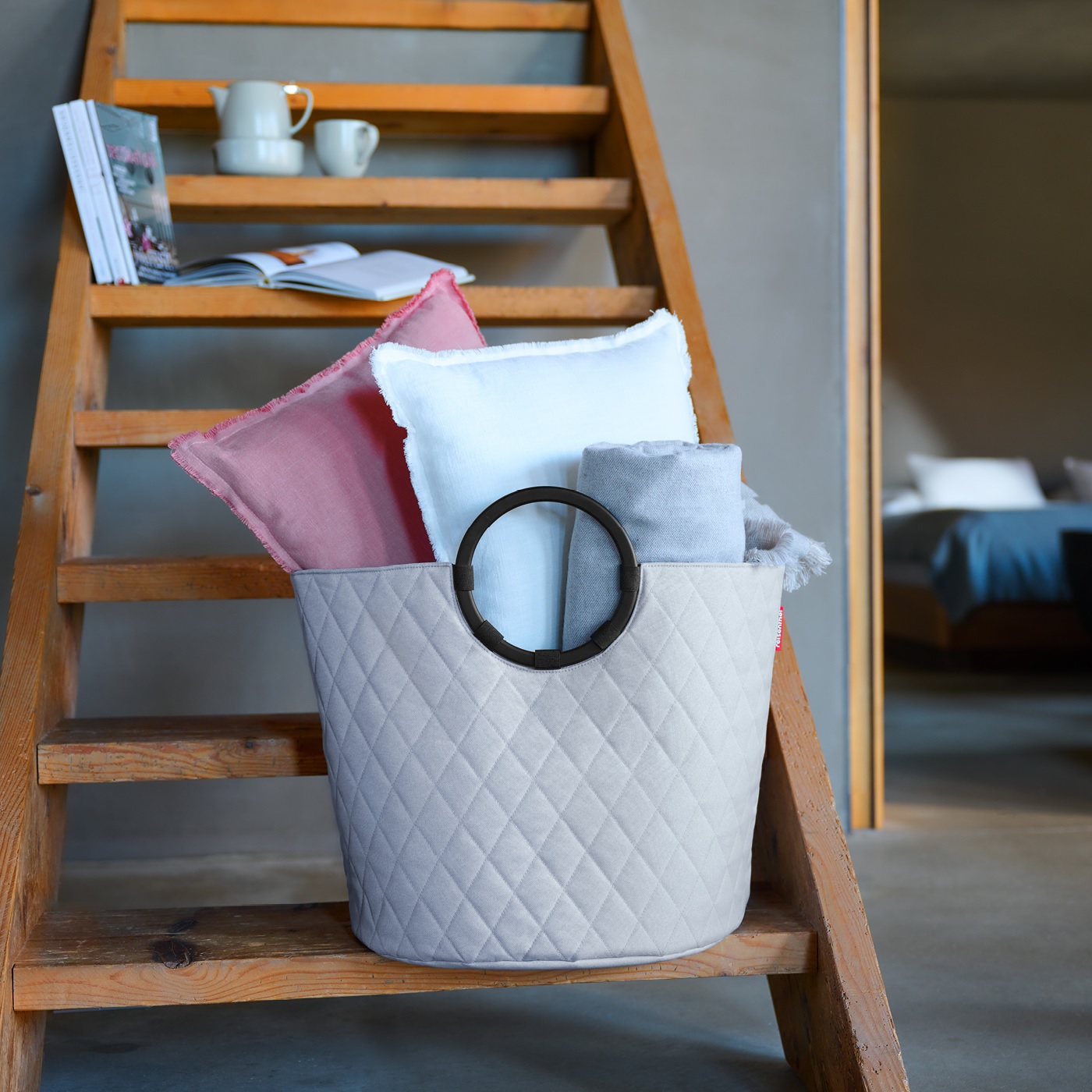 Panier à linge loophome s frame rhombus light grey - reisenthel