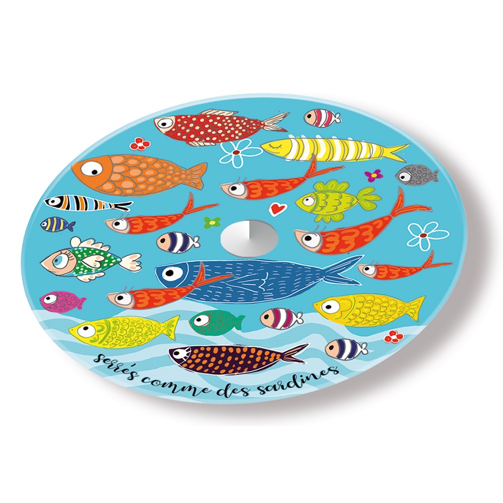 Plat a tarte tournant 30 cm poissons tous a la mer - moldeo