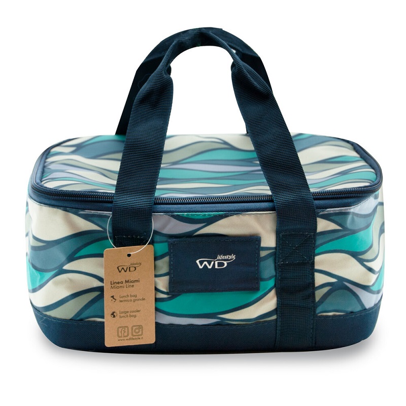 Lunchbag 28 x 18 x 14 cm. modele vagues bleues- wd lifestyle