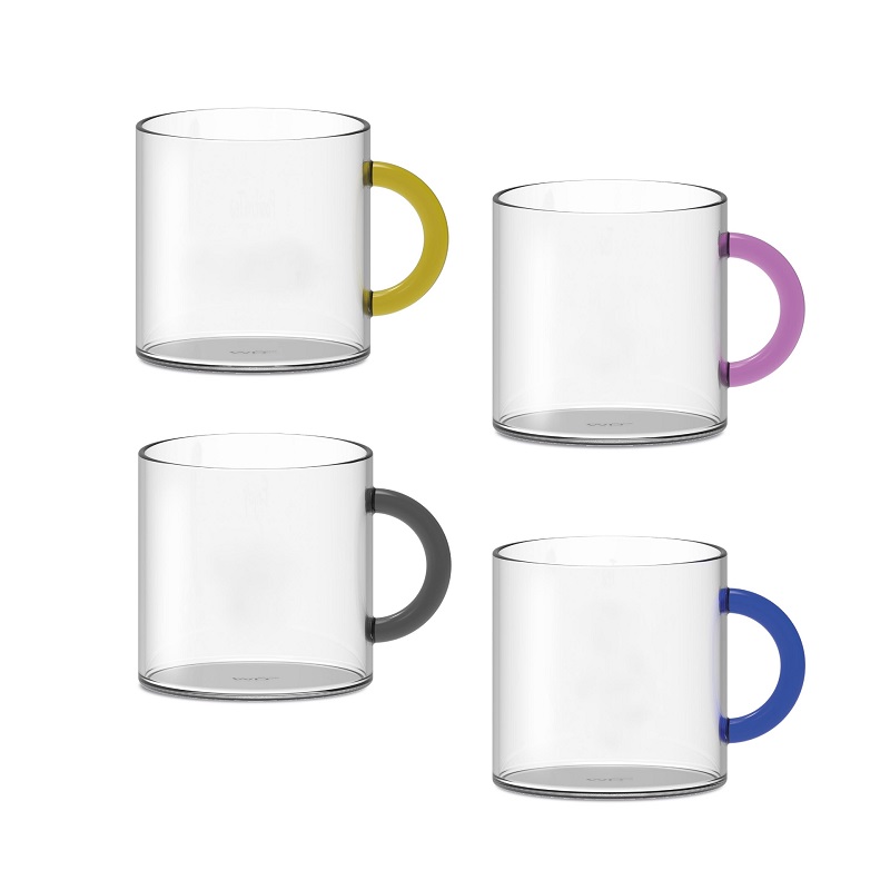 Lot de 4 tasses a the en verre assorties - wd lifestyle