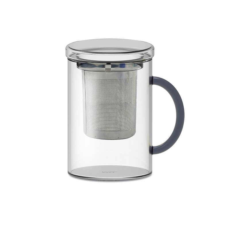 Tisaniere en verre avec filtre inox anse grise - wd lifestyle