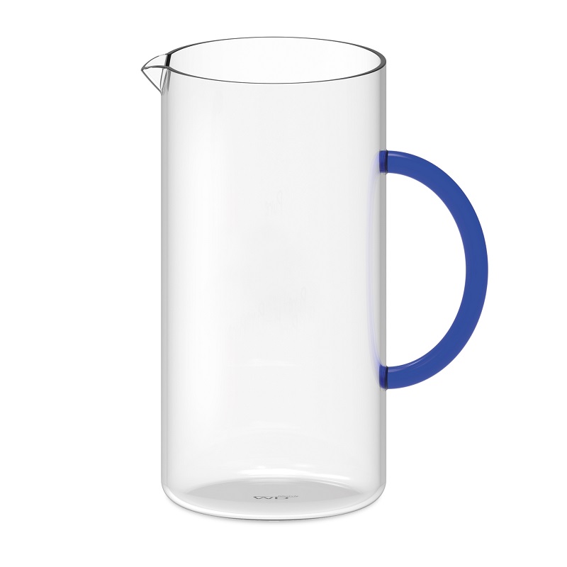 Pichet en verre boroscilicate avec anse bleue 1,3 litre - wd lifestyle
