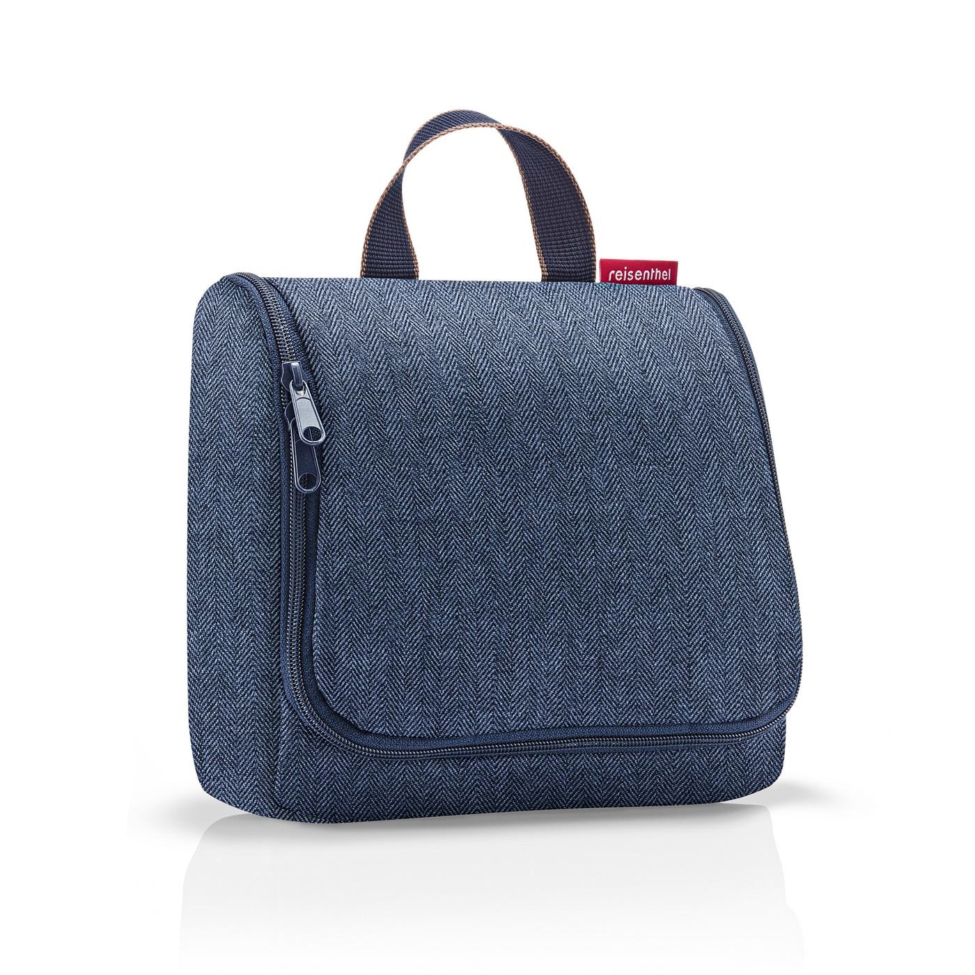 Toiletbag herringbone dark blue trousse de toilette à suspendre - reisenthel