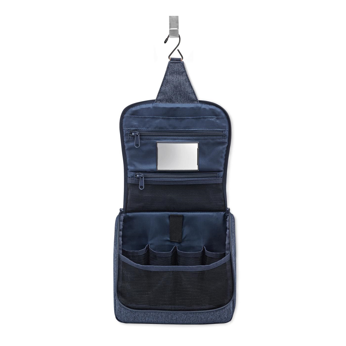 Toiletbag herringbone dark blue trousse de toilette à suspendre - reisenthel