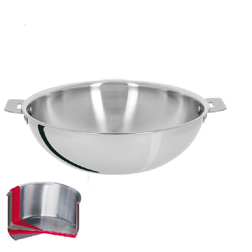 Wok induction en inox multiply casteline amovible 28 cm - cristel