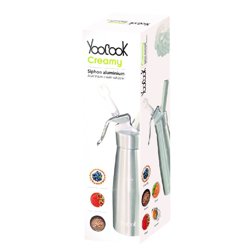 Siphon chantilly mousse chaude ou froide tout aluminium 0,5l yoocook