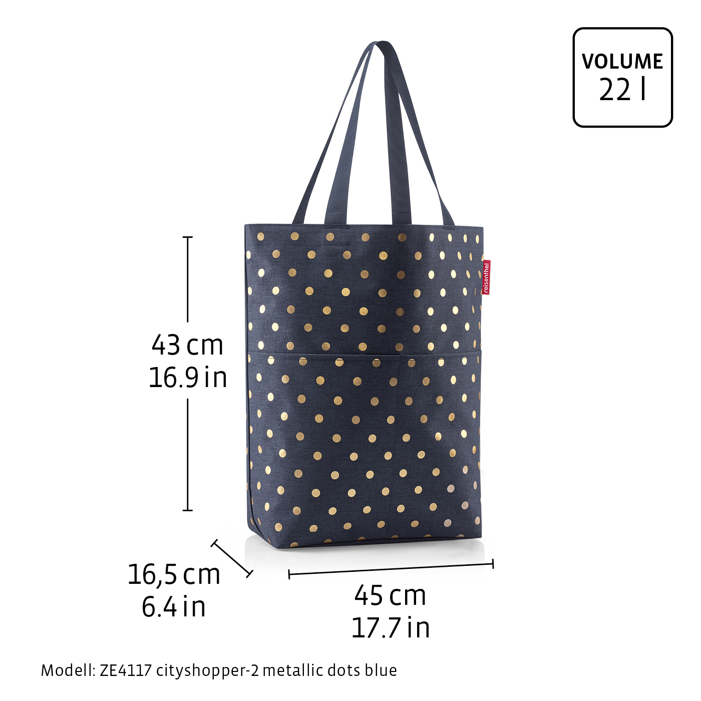 Cityshopper 2 duo metallic dots blue - reisenthel