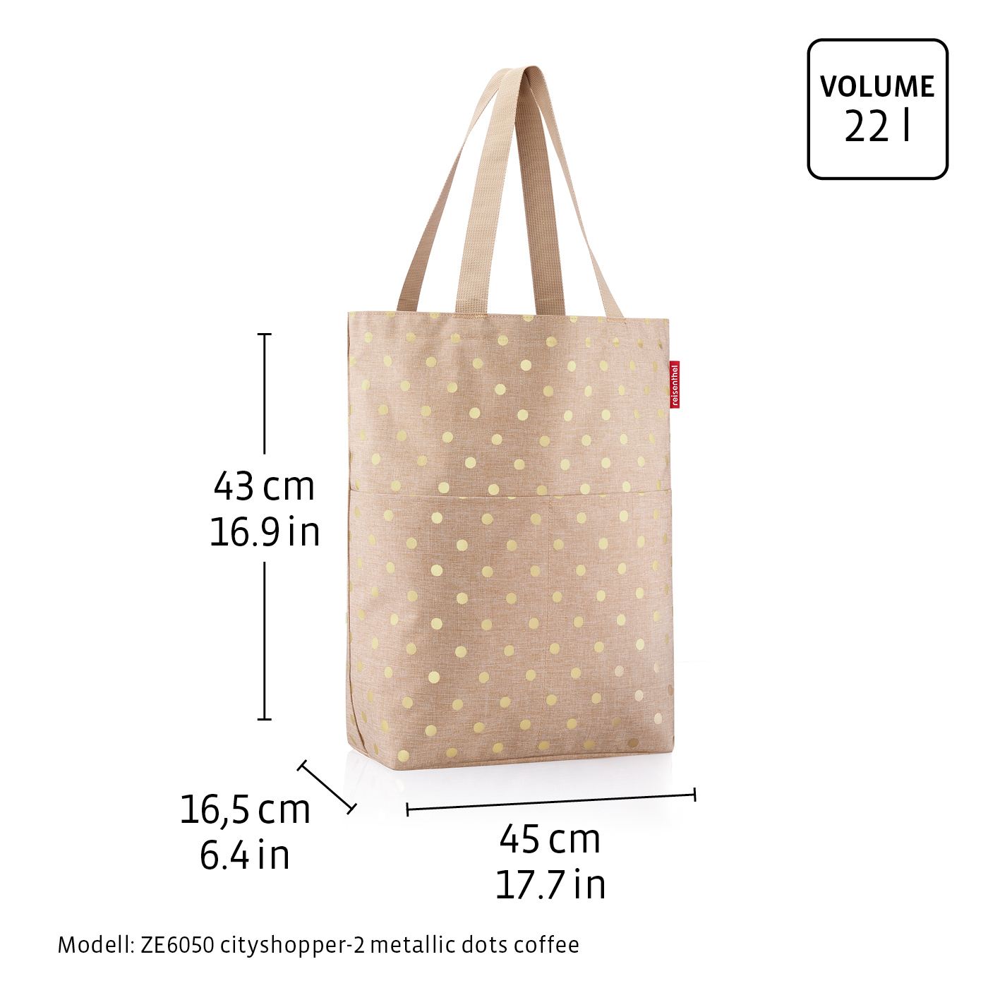 Cityshopper 2 duo metallic dots coffee- reisenthel